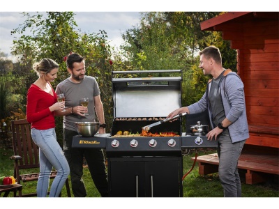 Riwall PRO RGG 41 - plynový gril 15 kW se čtyřmi hořáky a bočním vařičem