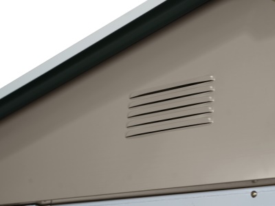 Riwall PRO RMSA 12x10 Brown - Zahradní domek kovový 3 x 3,7 m se sedlovou střechou hnědý
