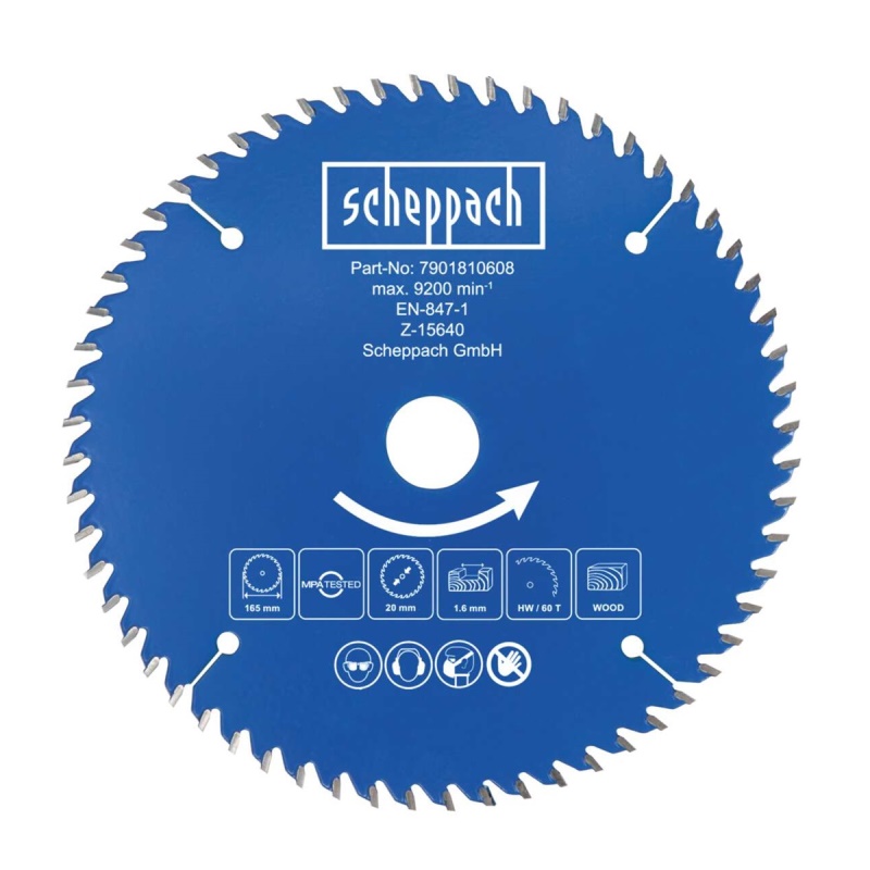 Scheppach Pilový kotouč TCT ( 165 x 20 x 1,6 mm, 60 Z ) - pro BC-HCS165-X / C-HCS165-X