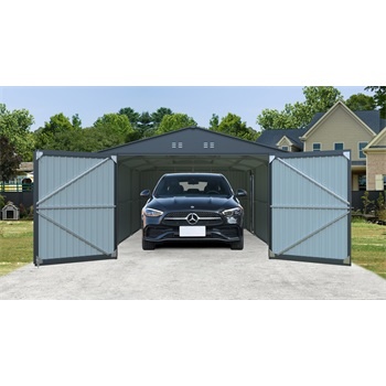 Riwall PRO RMCG 20x13 Anthracite - kovová garáž 3,8 x 6 m se sedlovou střechou Antracit