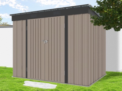 Riwall PRO RMSP 6x8 Brown - zahradní domek kovový 2,4 x 1,8 m s pultovou střechou hnědý