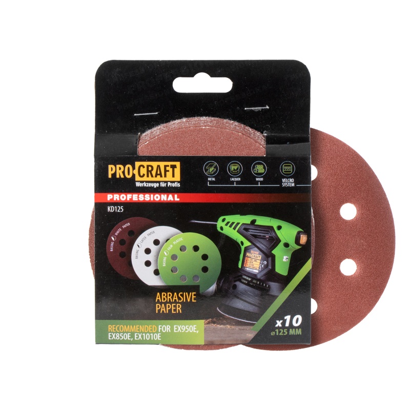 Brusný papír 10 ks.  Procraft КD125.100