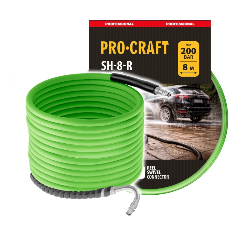 Hadice pro vysokotlaké čističe (úhlový konektor pro naviják) Procraft SH-8-R, 8m