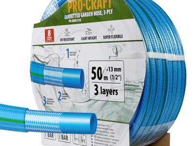 Modrá zahradní hadice Procraft PR-3KGH1350 3 vrstvy, 1/2" 50m