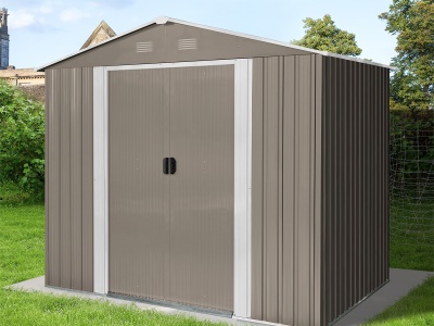 Riwall PRO RMSA 6x8 Brown - zahradní domek kovový 2,4 x 1,7 m se sedlovou střechou hnědý