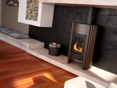 HS Flamingo GRANDE I hnědá - samet - krbová kamna