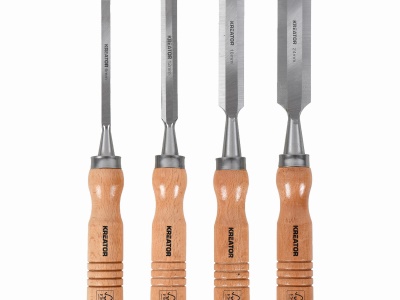 KRTH23603 - Dláta na dřevo sada 6, 12, 18, 24mm 4ks dřevěná rukojeť