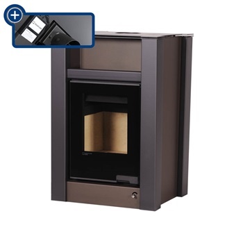 HS Flamingo LEND 11/7 hnědá ER - teplovodní krbová kamna s 7 kW výměníkem a el. regulací