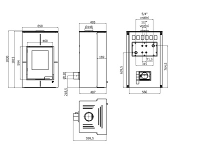 HS Flamingo SAPORO 11/7 červená ER - teplovodní krbová kamna s 7 kW výměníkem a el. regulací