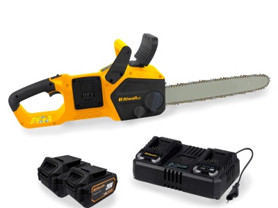 Riwall PRO RACS 4020i SET - aku řetězová pila 2 x 20 V + 2x 4 Ah baterie + duální rychlonabíječka 4,5 A