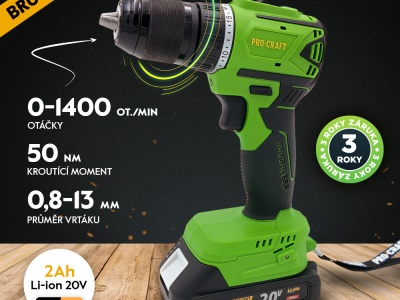 Aku vrtací šroubovák Procraft PA18LiN