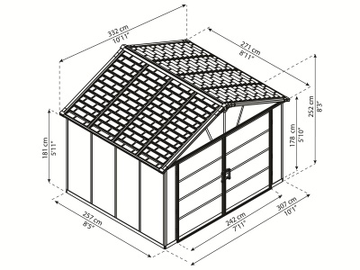Palram - Canopia Yukon 11' x 9' antracit - heavy duty prostorný domek s možností dalšího rozšíření (základní modul)