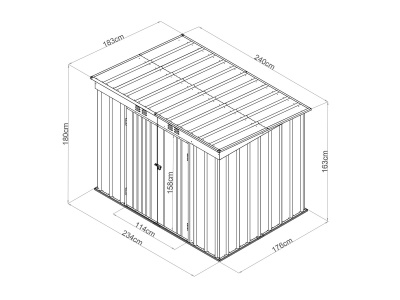 Riwall PRO RMSP 6x8 Anthracite - zahradní domek kovový 2,4 x 1,8 m s pultovou střechou antracit