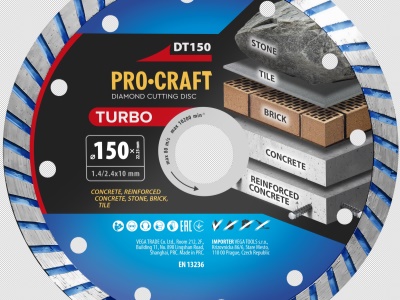 Diamantový řezný kotouč Turbo Procraft DT150