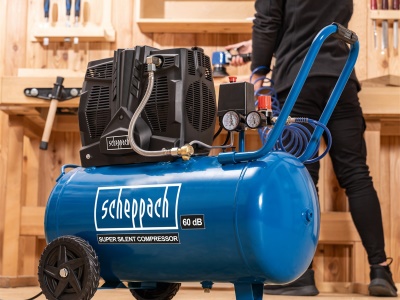 Scheppach HC 51 Si - tichý bezolejový dvouválcový kompresor 50 L / 8 bar