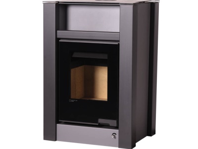 HS Flamingo LEND 11/7 šedá ER - teplovodní krbová kamna s 7 kW výměníkem a el. regulací