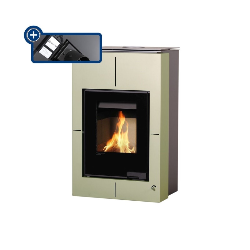 HS Flamingo SAPORO 11/7 olivová ER - teplovodní krbová kamna s 7 kW výměníkem a el. regulací