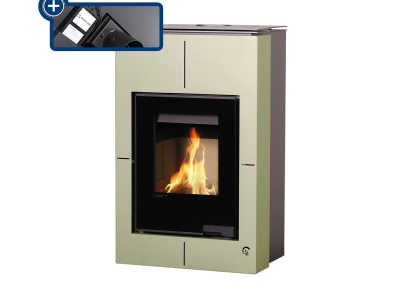 HS Flamingo SAPORO 11/7 olivová ER - teplovodní krbová kamna s 7 kW výměníkem a el. regulací