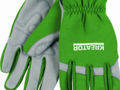 KRTG005M - G Koženkové rukavice zelené vel. M (zahradnické)