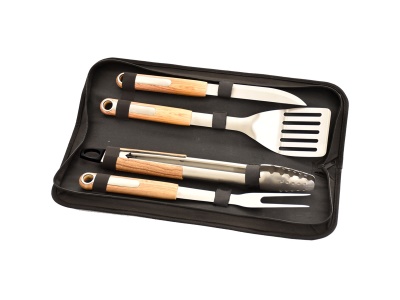 Riwall PRO RBBQ 4W SET - 4-dílná prémiová nerezová sada grilovacího nářadí