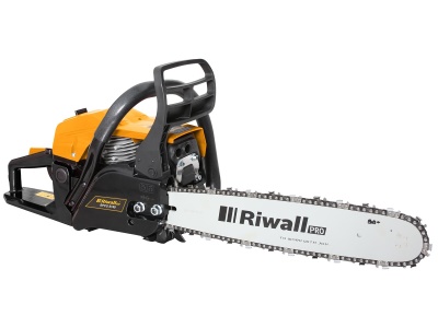 Riwall PRO RPCS 5140 SET - řetězová pila s benzinovým motorem 49 ccm + náhradní řetěz + rukavice + ochranné brýle