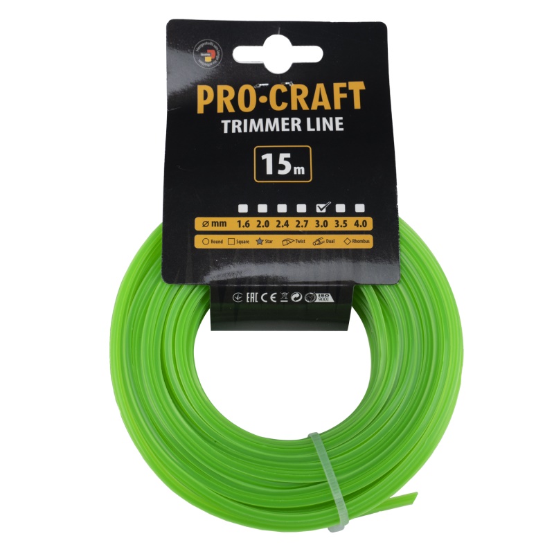 Struna žací (3mm) (15м) hvězda PROCRAFT