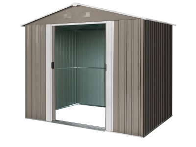 Riwall PRO RMSA 6x8 Brown - Zahradní domek kovový 2,4 x 1,7 m se sedlovou střechou hnědý