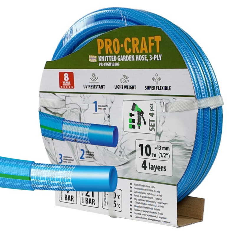 Modrá zahradní hadicí Procraft PR-3KGH1310F