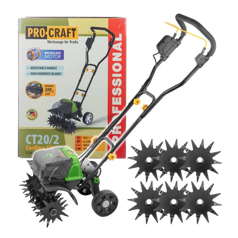 Aku kultivátor Procraft CT20/2 bb (bez baterie a nabíječky)