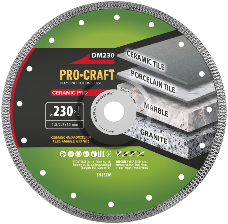 Diamantový řezný kotouč Ceramic PRO Procraft DM230