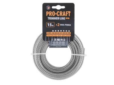Struna žací (3mm) (s výztuhou) (15m) ozubená PROCRAFT KD/J-3/15