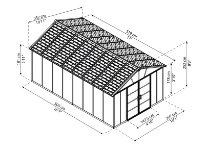 Palram - Canopia Rozšiřovací modul 11x4,1 pro domky série Yukon 11 (antracit)