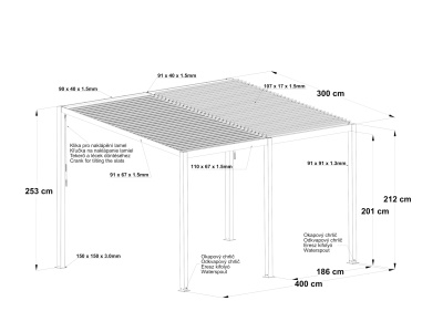 Riwall PRO RMBP 13 x 10 Anthracite - bioklimatická pergola ( 4 x 3 m )