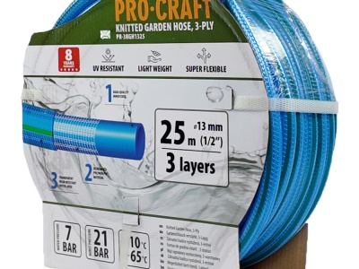 Modrá zahradní hadice Procraft PR-3KGH1325 3 vrstvy, 1/2" 25m