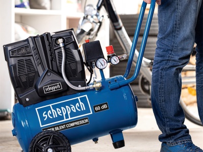 Scheppach HC 25 Si - tichý bezolejový dvouválcový kompresor 24 l