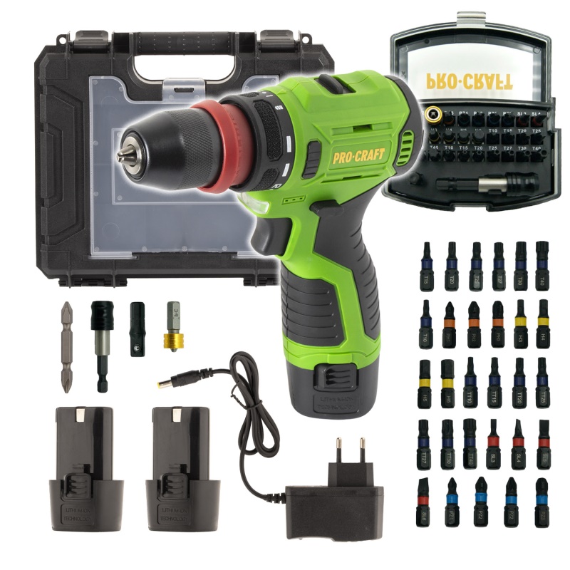 Aku vrtací šroubovák Procraft PA12Pro DFR-2b-c se sadou bitů BS-32