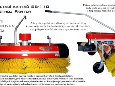 Stavebnicový zametací stroj, kombinace pohonné jednotky Panter FD-3 a válcového zametacího kartáče SB 110