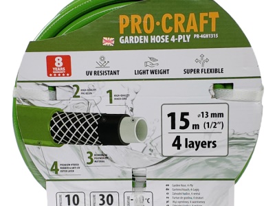 Zelená zahradní hadice Procraft PR-4GH1315 4 vrstvy, 1/2" 15 m