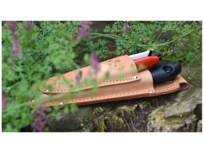 Okatsune 130 - kombinované kožené pouzdro pro nůžky a skládací pilku