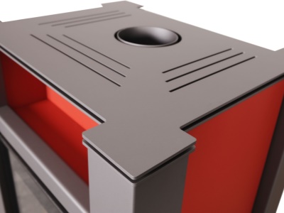 HS Flamingo LEND 11/5 červená ER - teplovodní krbová kamna s 5 kW výměníkem a el. regulací