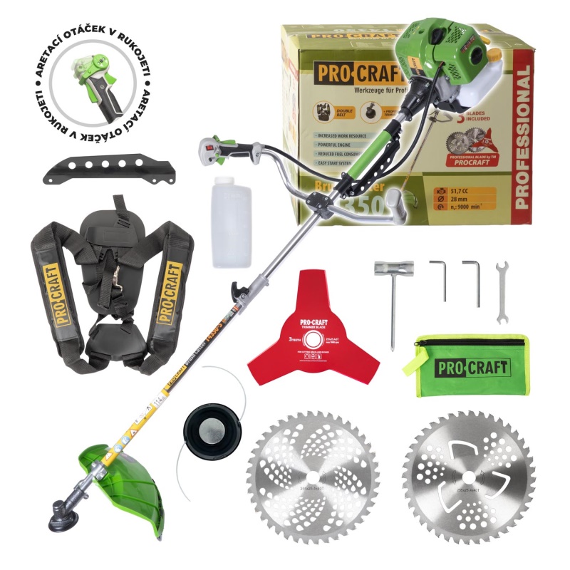 Benzínový křovinořez Procraft T4350-S s dělitelnou hřídelí