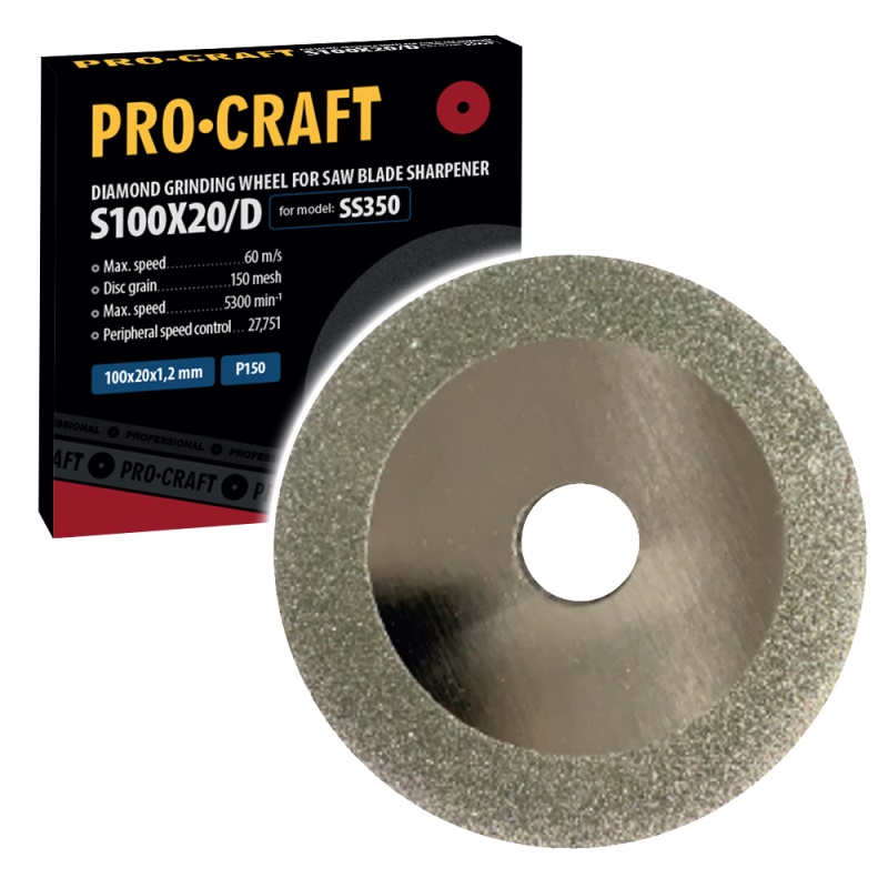 Brusný kotouč pro ostřičku pilových kotoučů Procraft S100X20/D /SS350