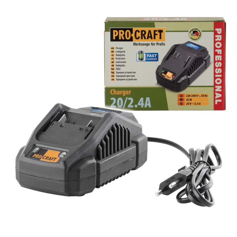 Nabíječka pro 20V Li-ion baterie Procraft 20/2.4А Fast Charge