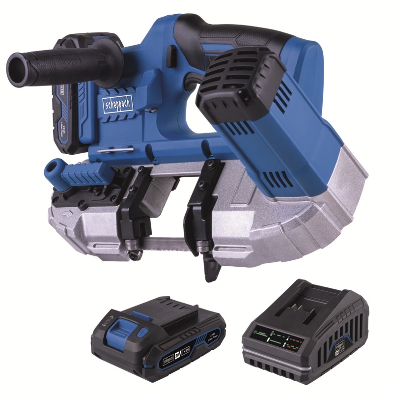 Scheppach C-MBS635-X-SET S - 20 V IXES aku pásová pila na kov + 2Ah baterie + nabíječka 2,4 A