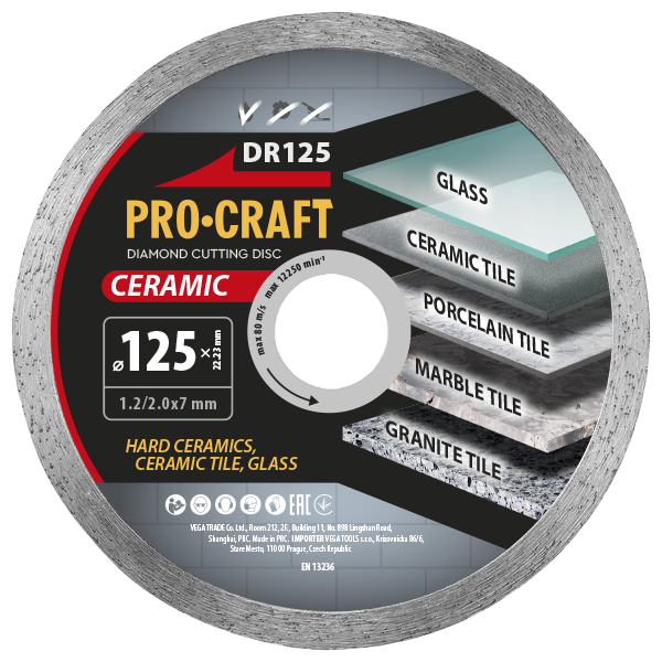 Diamantový řezný kotouč Ceramic Procraft DR125