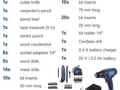 Scheppach C-DTB74/1-X - 20 V IXES set aku vrtacího šroubováku a 74 ks příslušenství