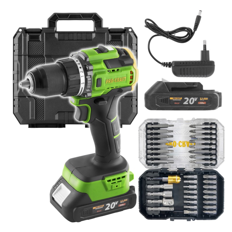 Aku vrtací šroubovák Procraft PA18LiH  se sadou bitů BS-37