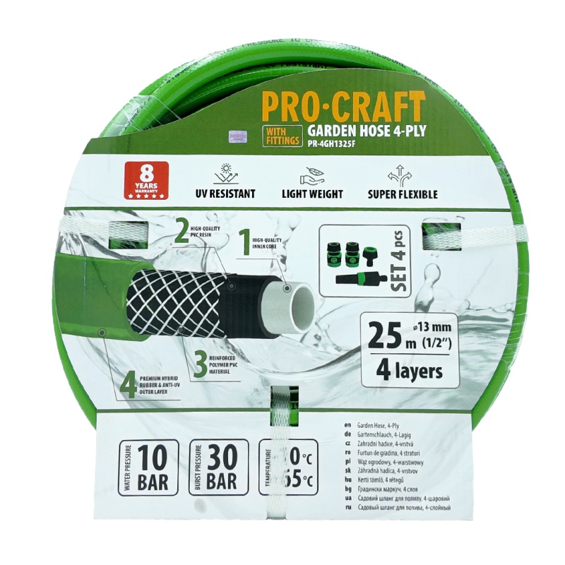 Zelená zahradní hadice Procraft PR-4GH1325F