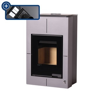 HS Flamingo SAPORO 11/5 šedá ER - teplovodní krbová kamna s 5 kW výměníkem a el. regulací