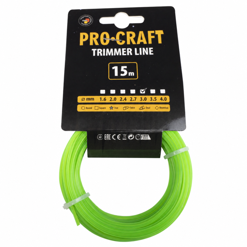 Struna žací (s výstuhou) (3mm) (15m) hvězda PROCRAFT ZI/J-3/15
